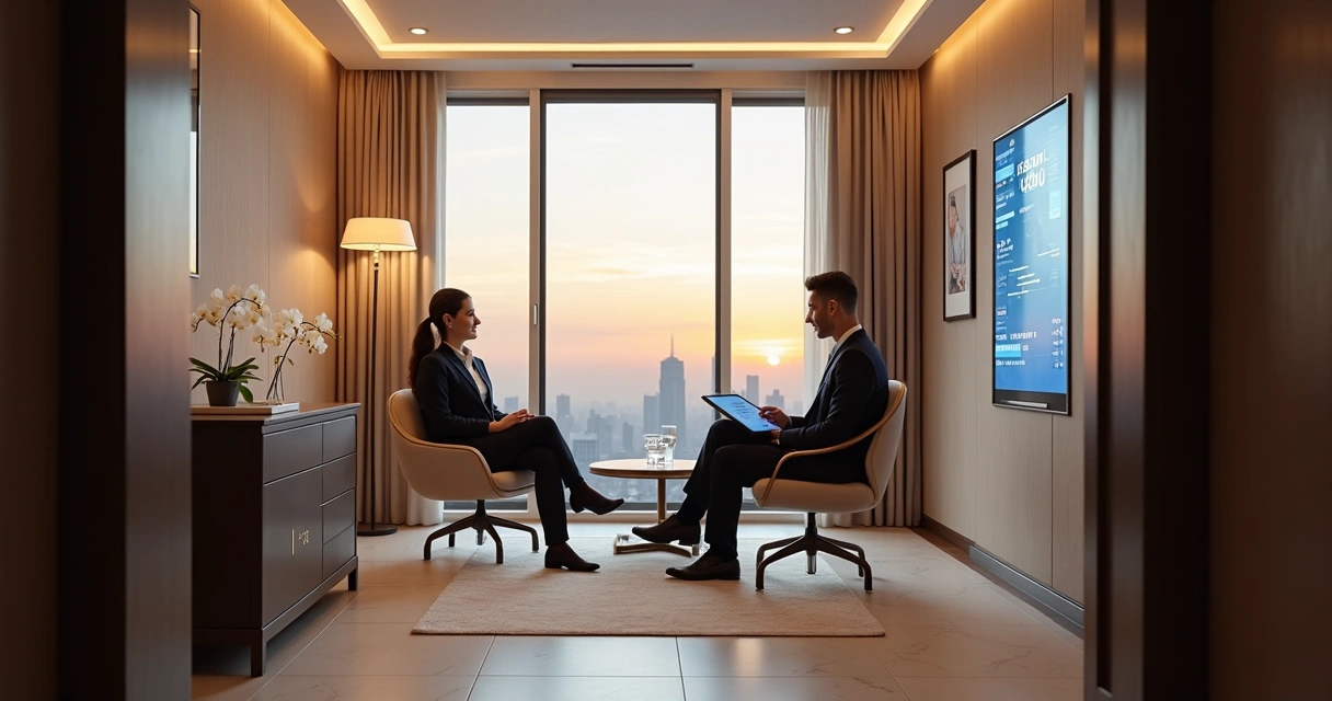 Sala privativa de clínica odontológica premium atendendo paciente de alta renda